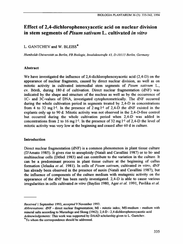 2,4-D Effects on Pisum sativum Nuclear Division | PDF | Mitosis | Cell ...