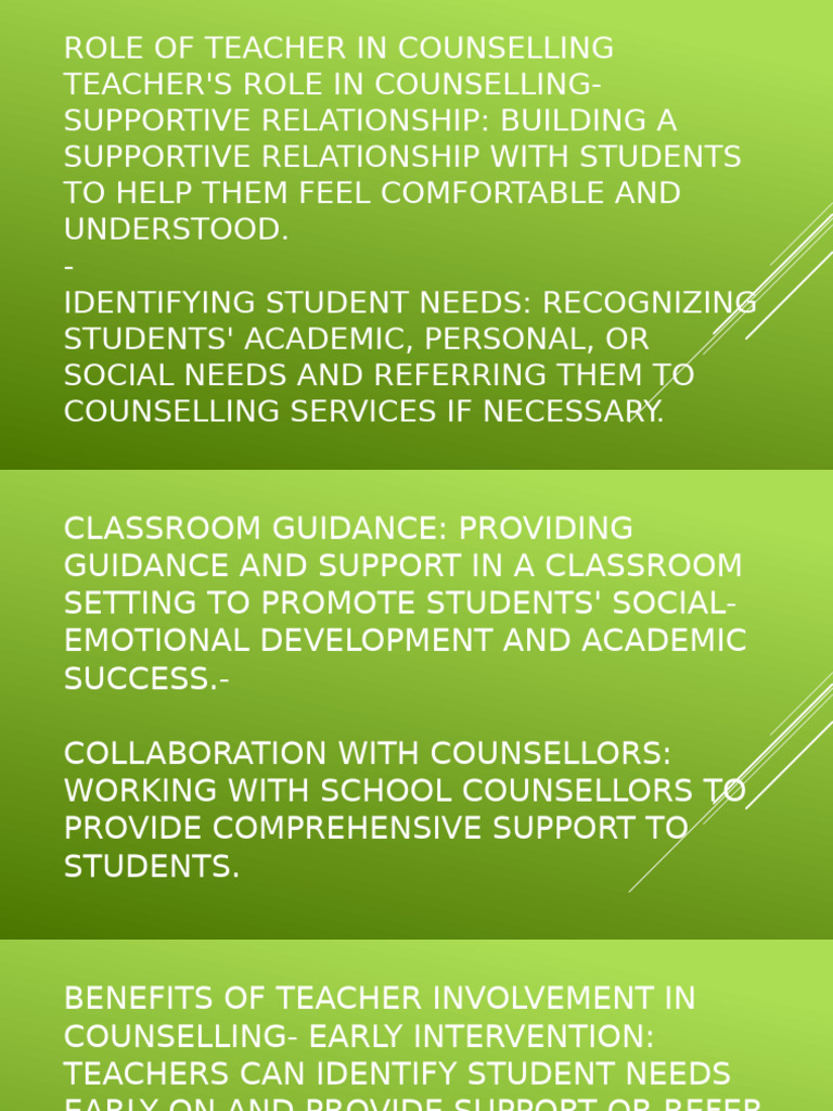 Teacher's Role in Student Counseling | PDF | Teachers | Curriculum