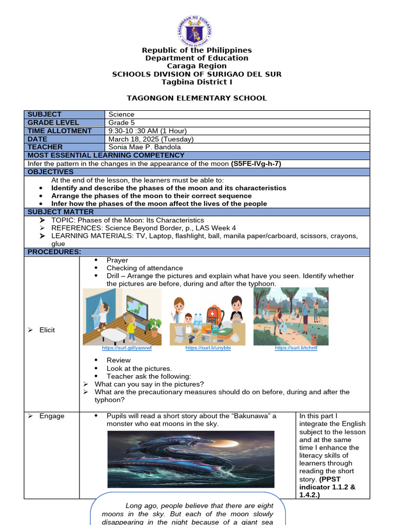 Grade 5 Science: Phases of the Moon Lesson | PDF | Cognition | Learning