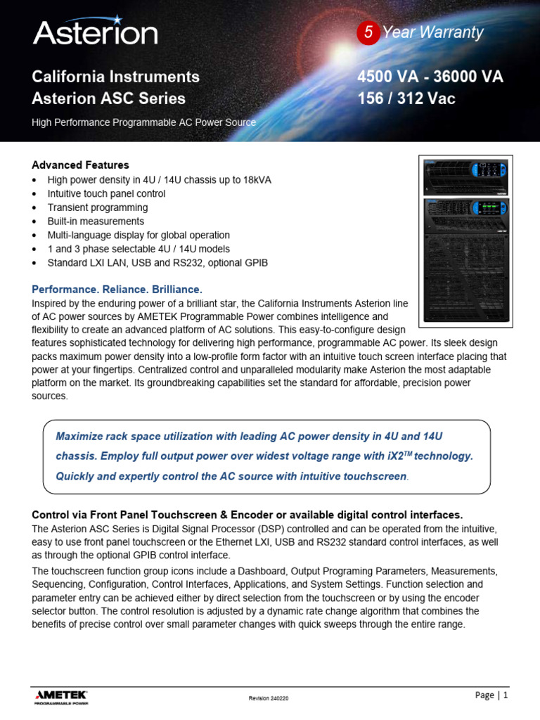 Asc Series Datasheet Rev 240220 | PDF | Power Supply | Alternating Current