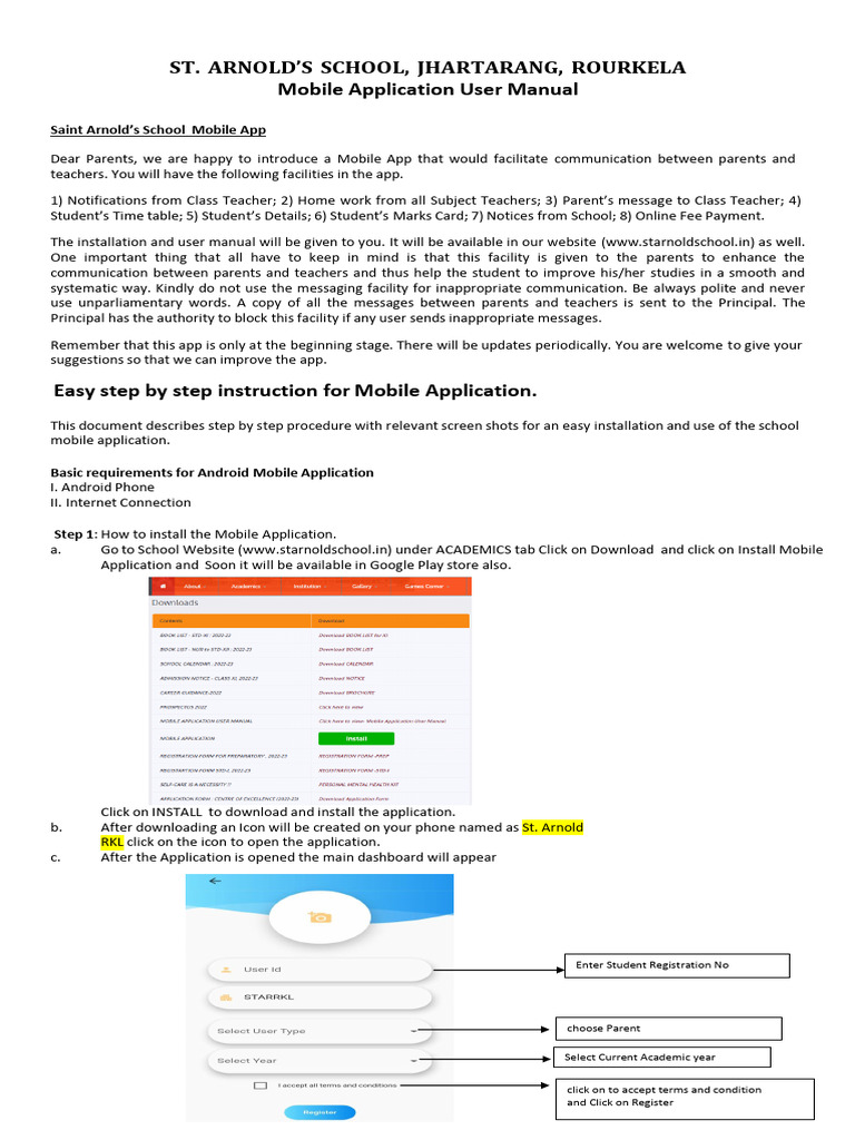 St. Arnold's School App User Manual | PDF | Mobile App | Android ...