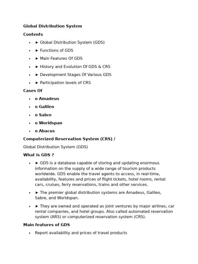History and Features of GDS | PDF | Service Industries | Civil Aviation