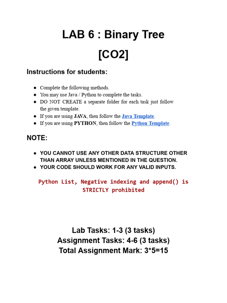 Binary Tree Lab Tasks Guide | PDF
