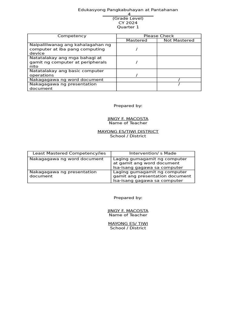 Competency Audit Forms EPP4 | PDF