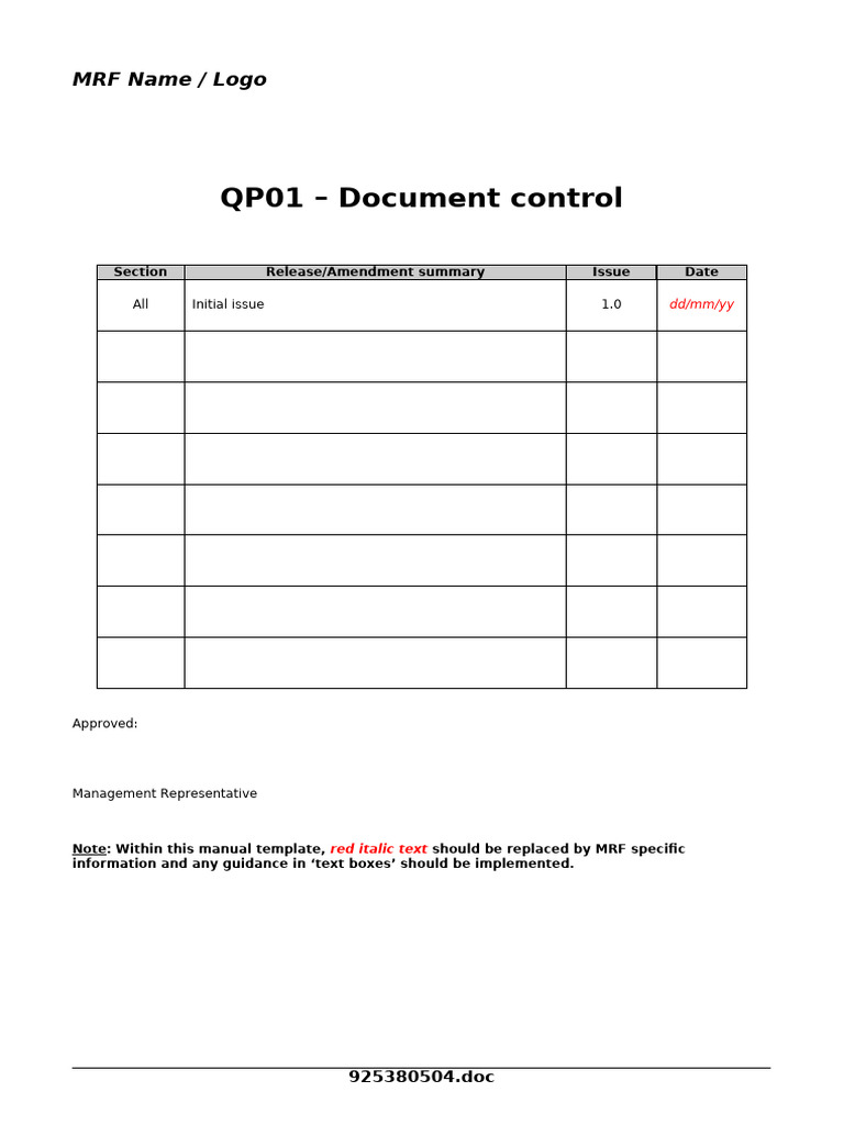 QMS Document Control Procedure Guide | PDF | Quality Management System ...