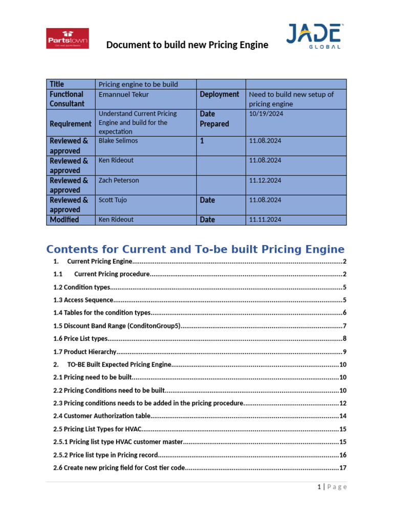 New Pricing Engine Development Plan | PDF | Pricing | Discounting