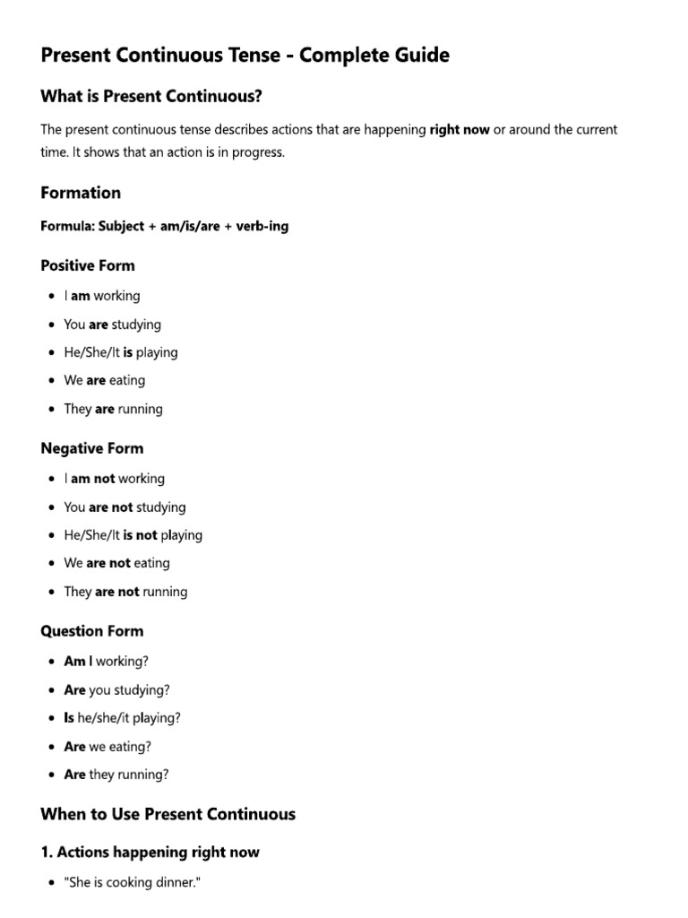 Present Continuous | PDF