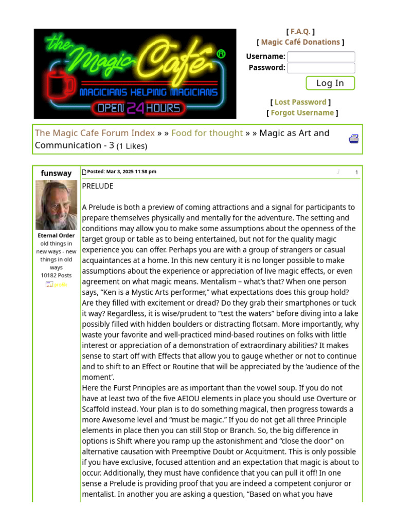 The Magic Cafe Forums - Magic As Art and Communication - 3 | PDF ...