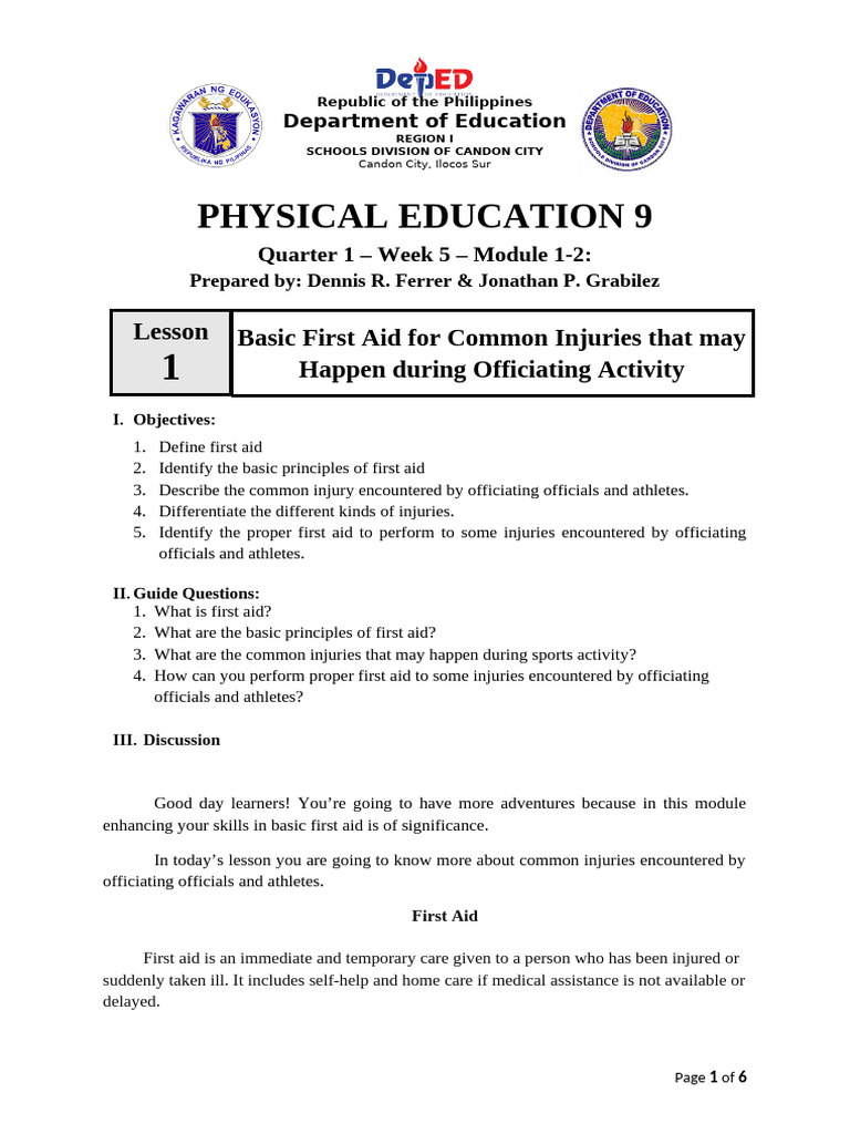 First Aid for Common Sports Injuries | PDF | Knee | Musculoskeletal System