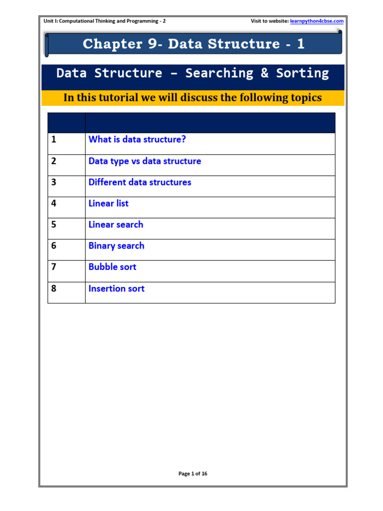Data Structure Searching and Sorting | PDF | Data Structure | Time ...