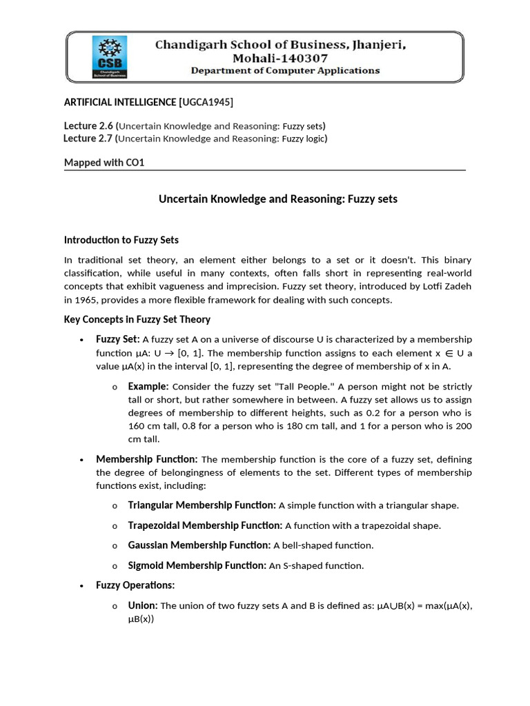 Unit2-3 Notes Artificial Intelligence Ugca1945 | PDF | Fuzzy Logic ...
