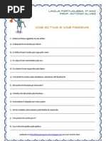 Voz Activa e Voz Passiva - exercícios