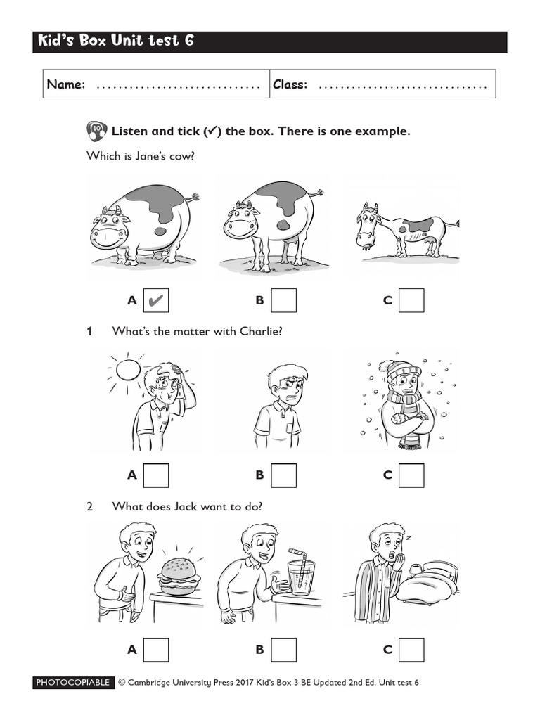 Kid's Box 3 Unit Test 6 | PDF