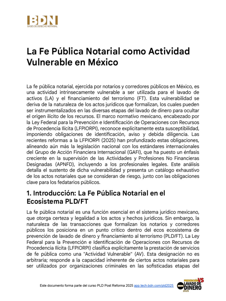Vulnerabilidad de la Fe Pública Notarial en México | PDF | Lavado de dinero