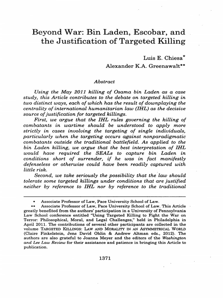 Targeted Killings: Bin Laden and Escobar | PDF | International ...