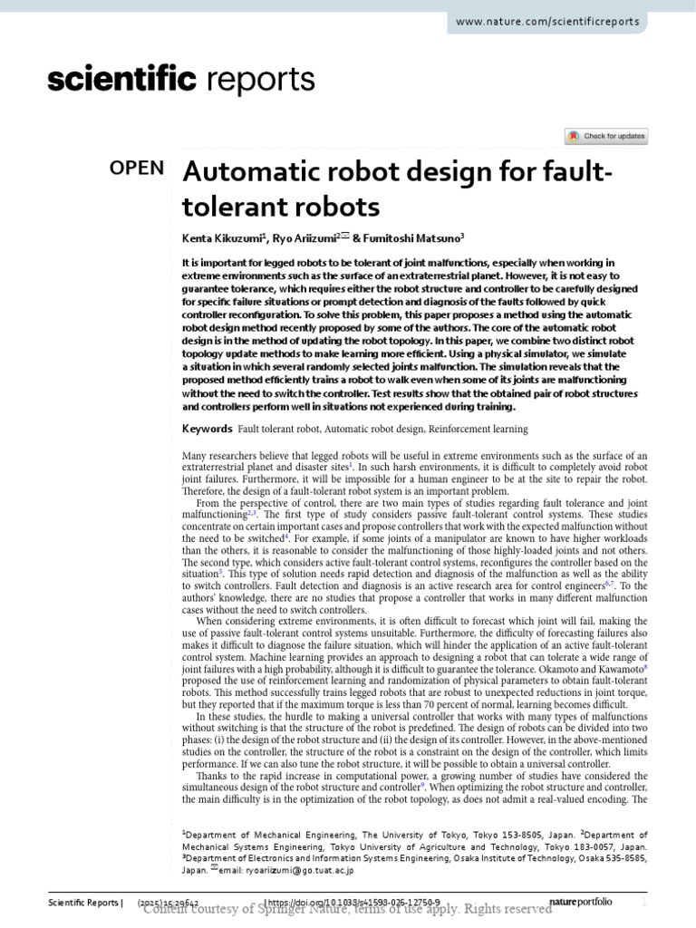 Fault-Tolerant Design for Legged Robots | PDF | Fault Tolerance | Robot