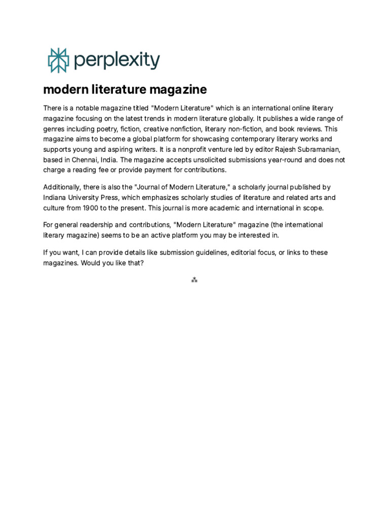 Modern Literature Magazine | PDF