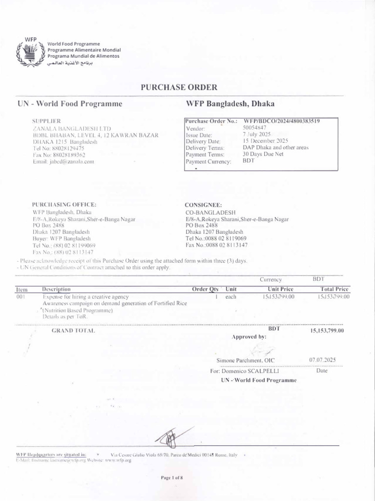WFP Purchase Order for Creative Agency | PDF | Invoice | World Food ...