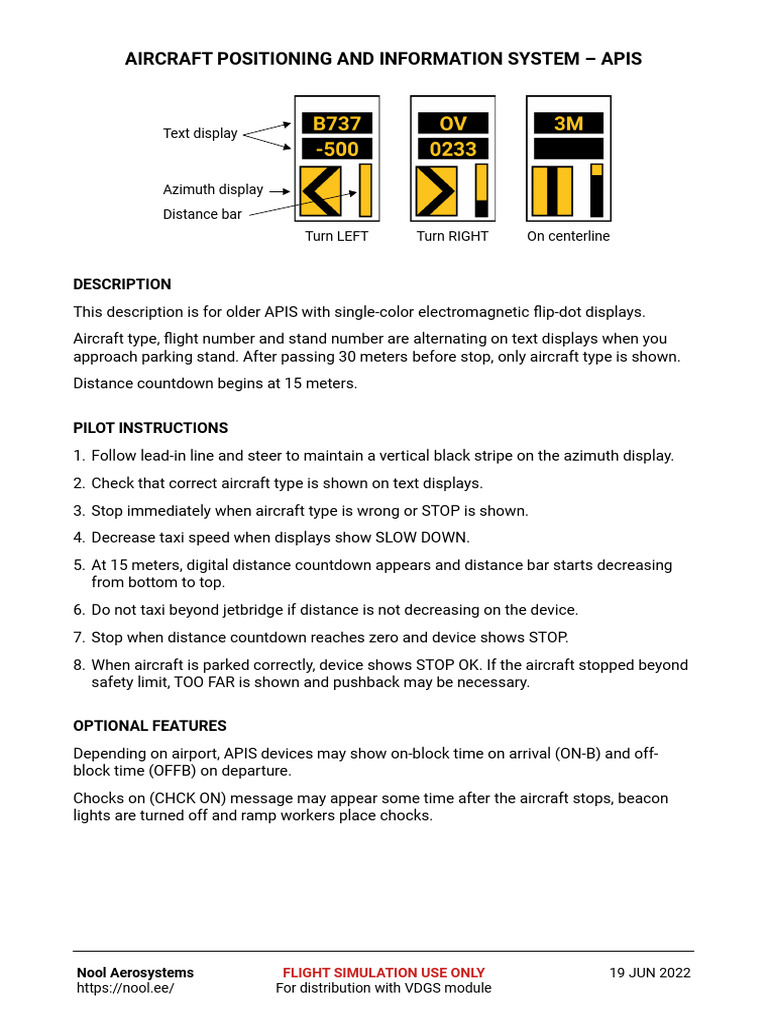 APIS Pilot Instructions and Features | PDF