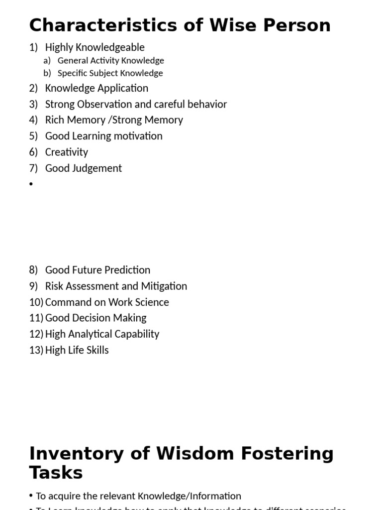 Key Traits of a Wise Person | PDF