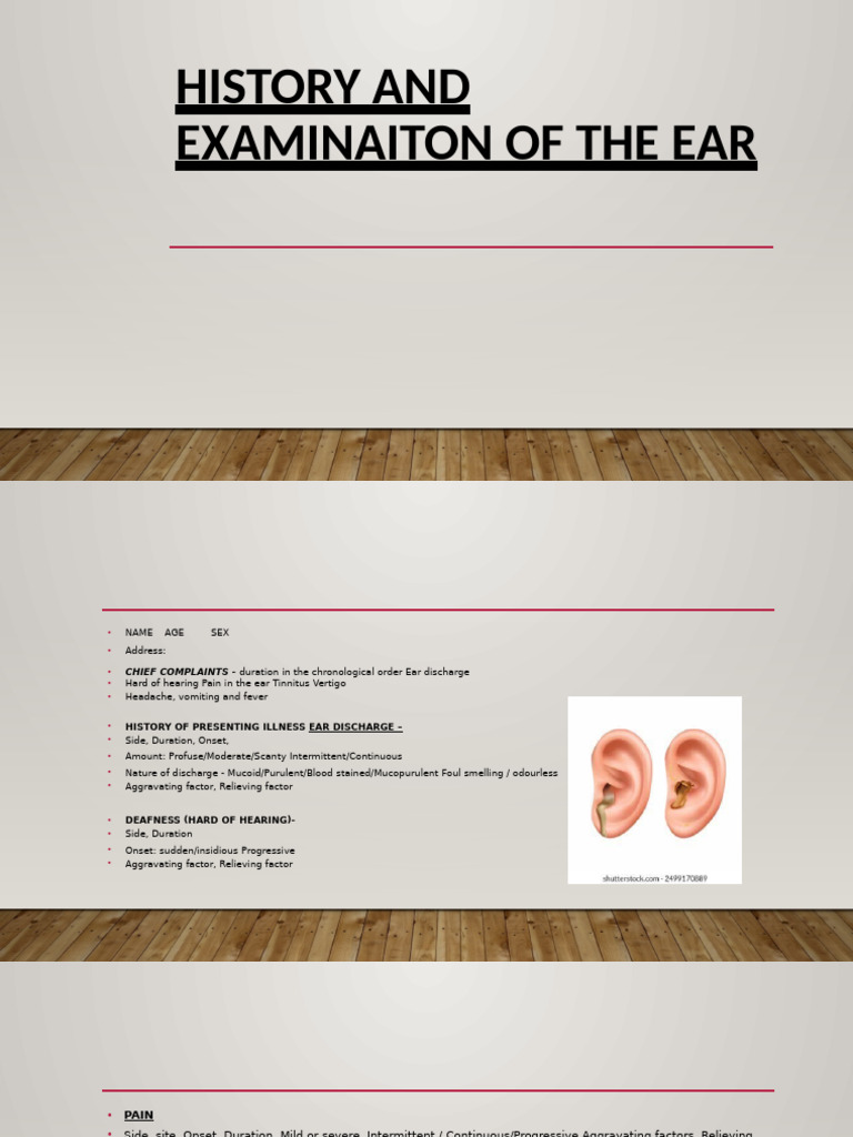History and Examinaiton of The Ear | PDF