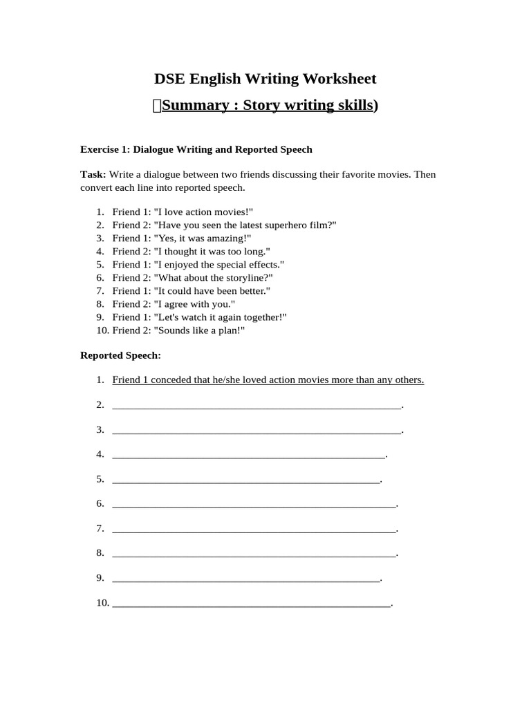 English Writing Skills Worksheet | PDF