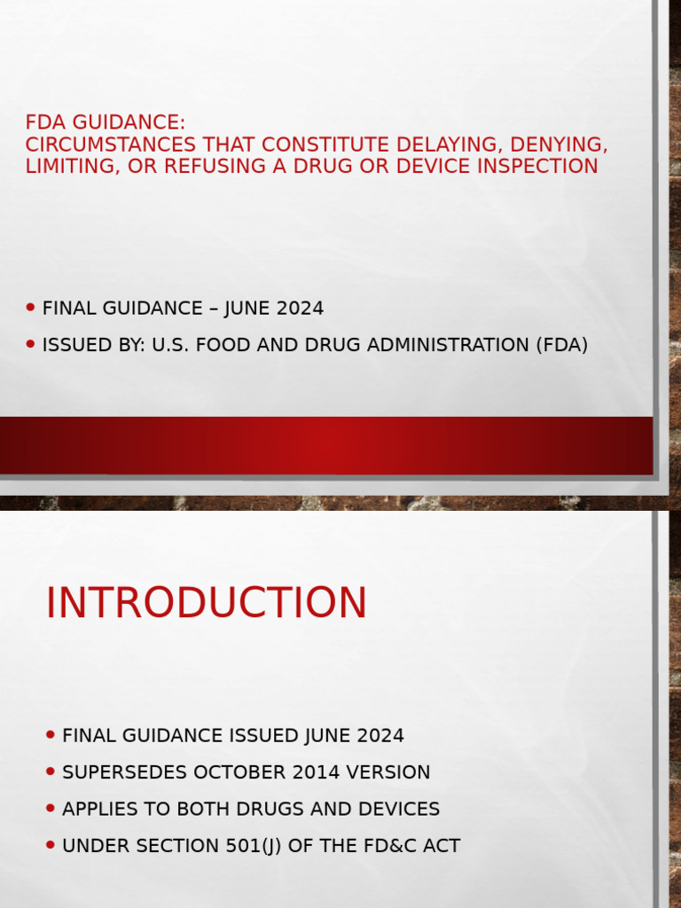 FDA Inspection Guidance June2024 | PDF