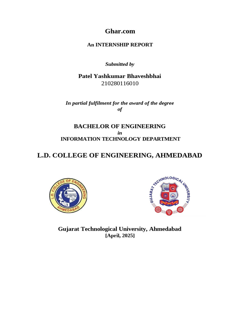 Final 210280116010 Internship Report Removed | PDF | Databases ...