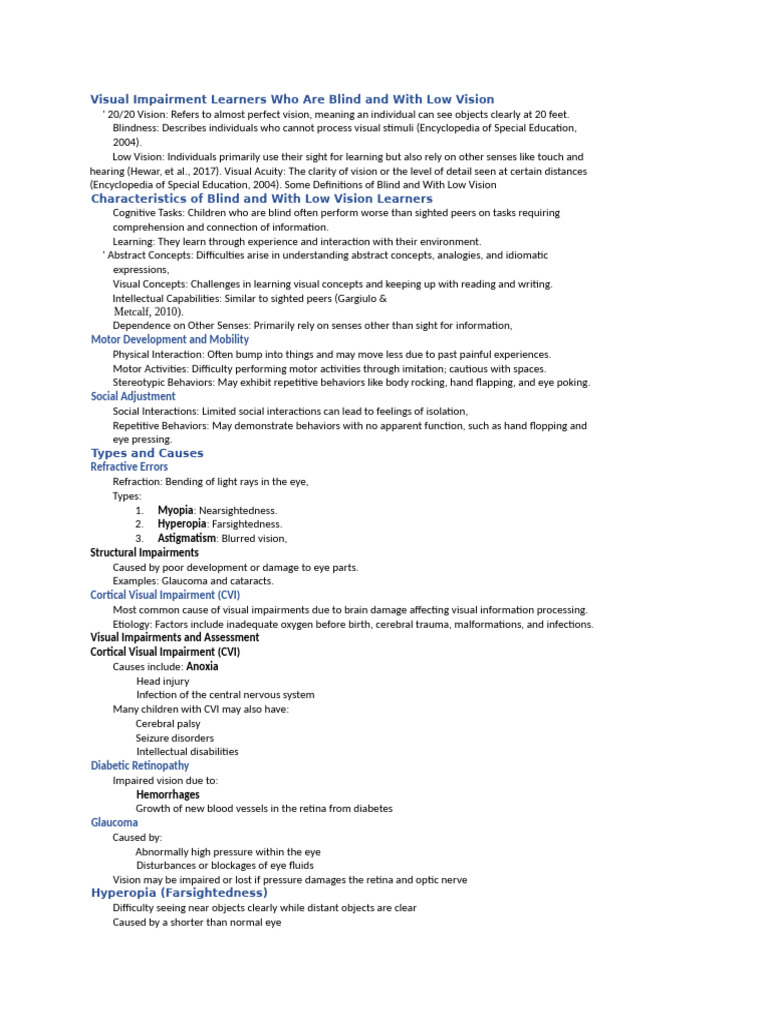 Understanding Visual Impairments in Learners | PDF | Visual Impairment ...