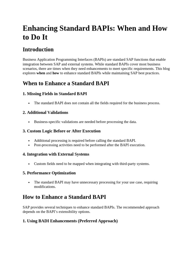 Enhancing Standard BAPIs | PDF | Software | Systems Engineering