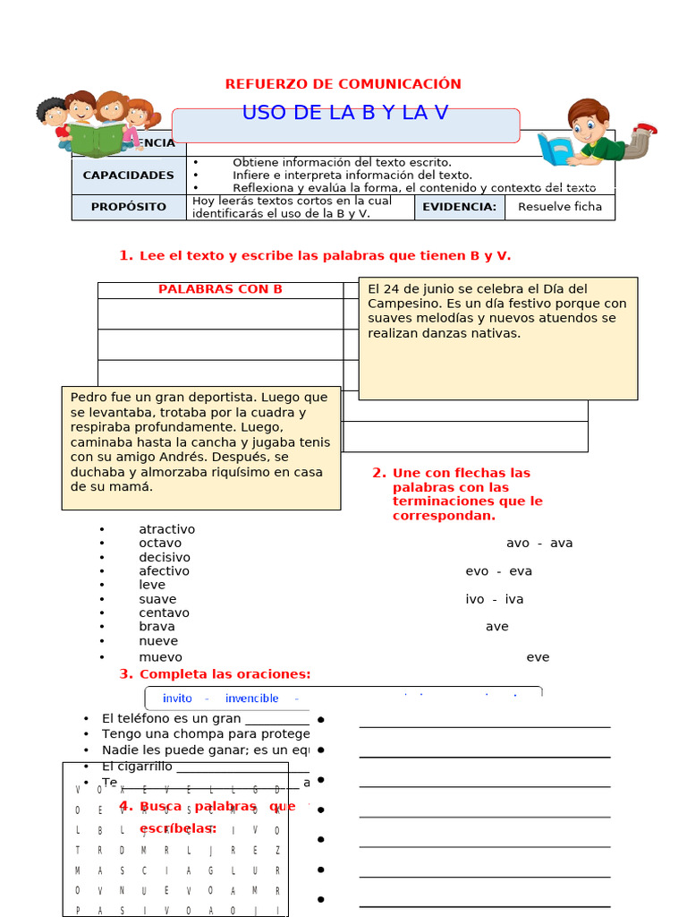 Uso de B y V en Textos Cortos | PDF