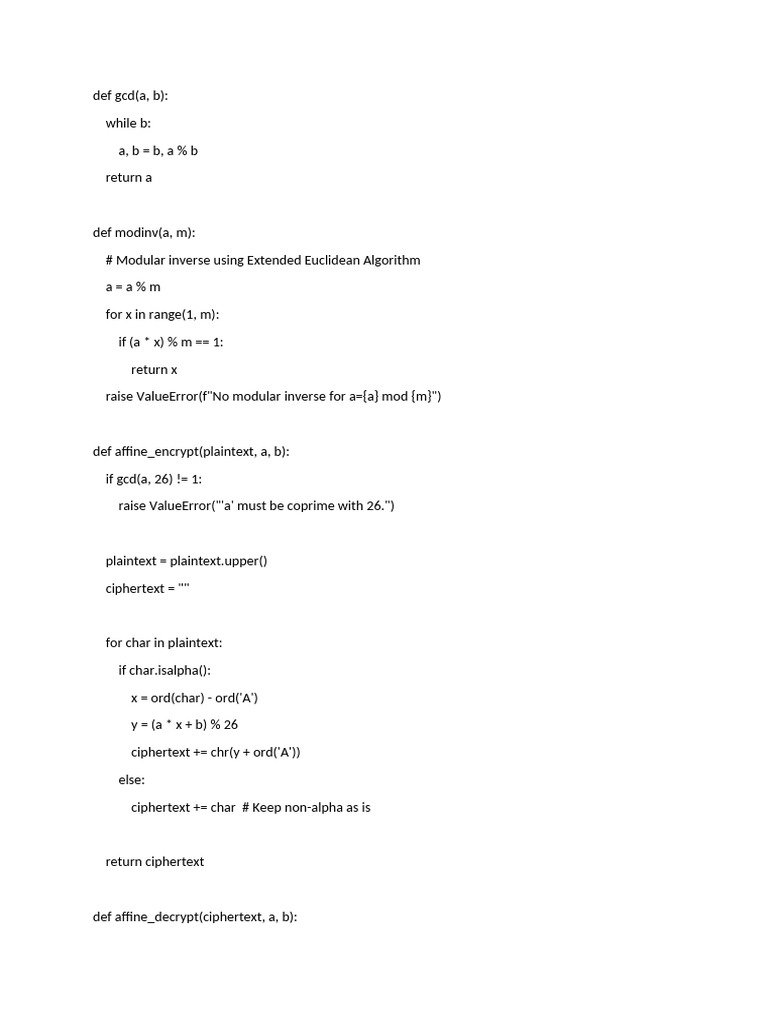 Affine Cipher Encryption and Decryption | PDF