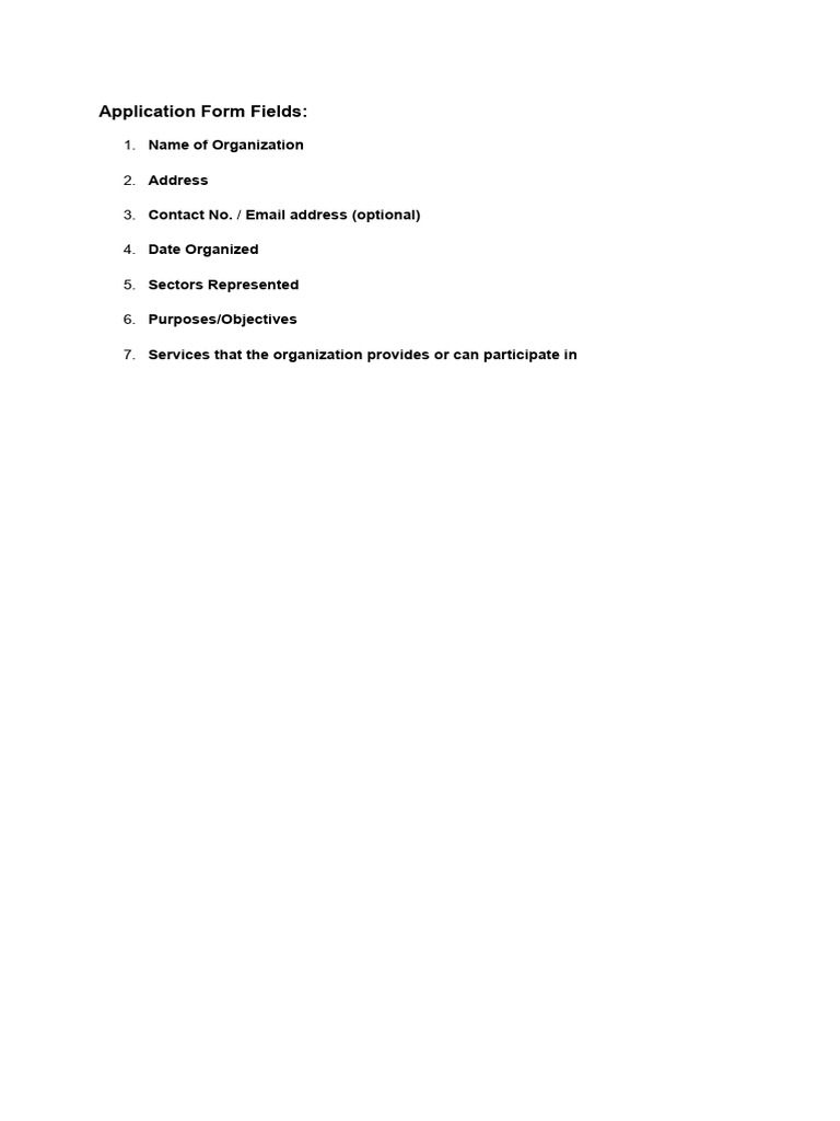 Essential Application Form Fields | PDF