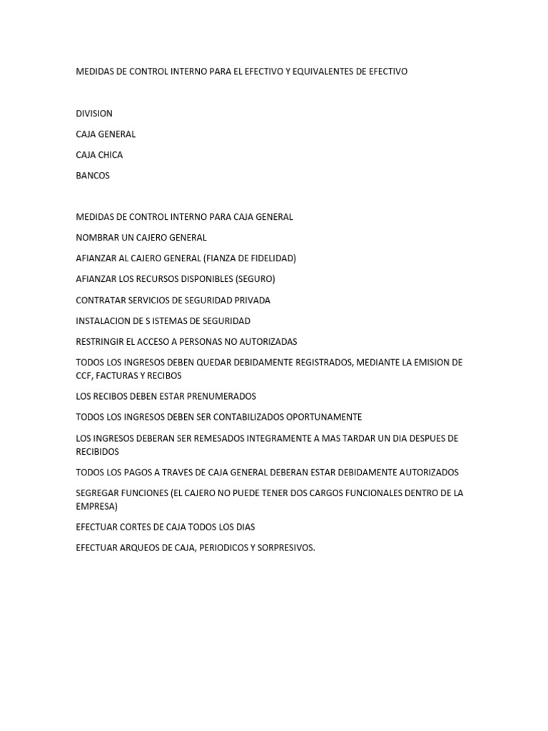 Control Interno de Efectivo y Caja | PDF | Billete de banco | Moneda