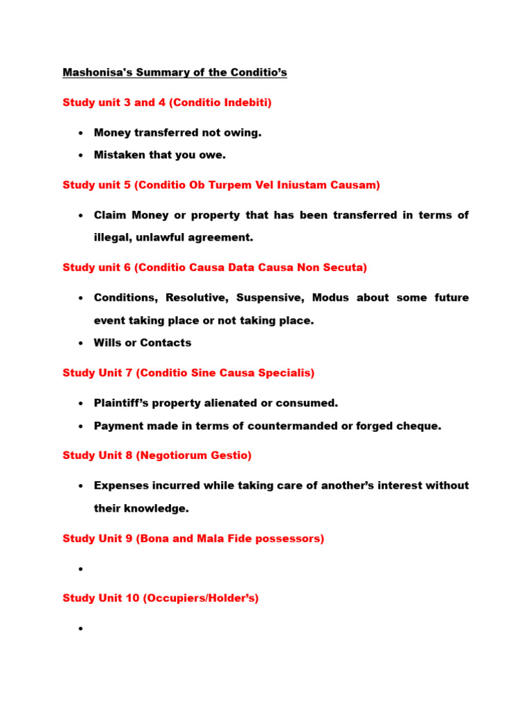 Mashonisa's Summary of The Conditio's | PDF