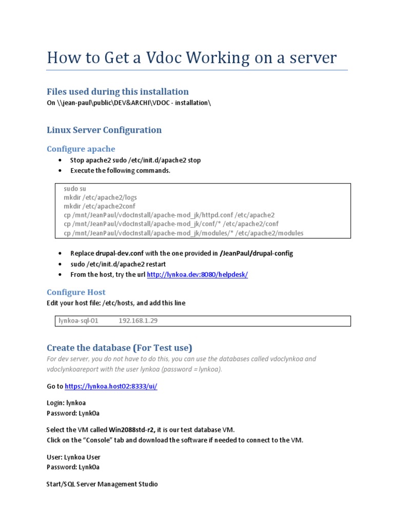How To Get A Working Vdoc On A Server | PDF | Sudo | Password