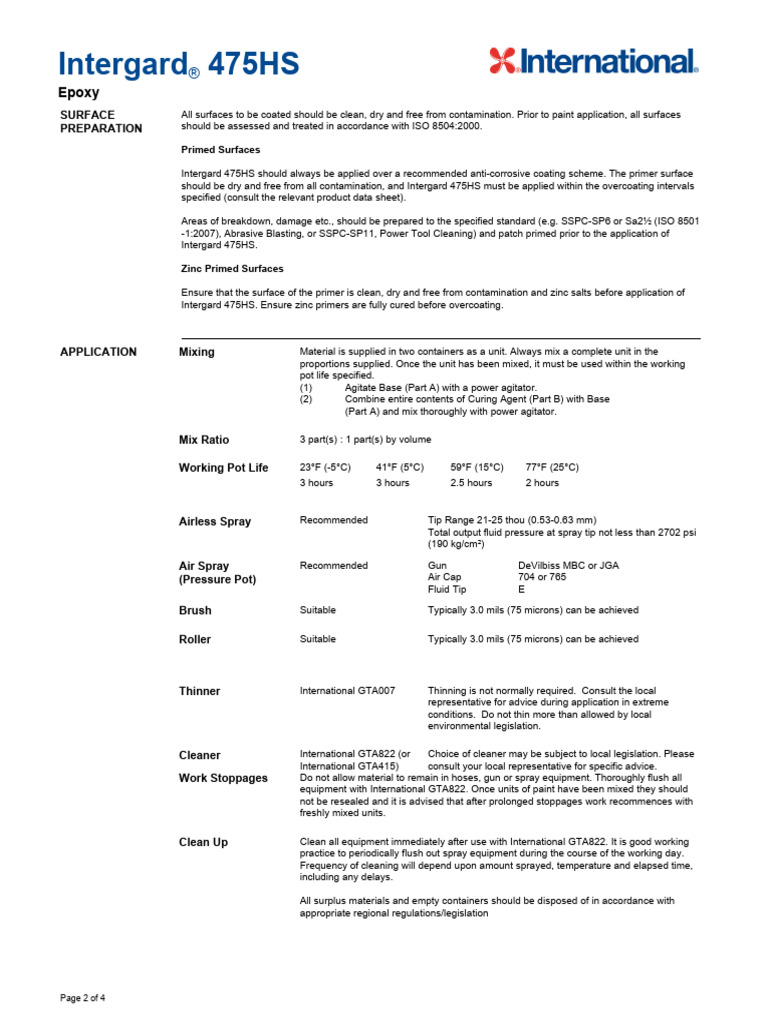 Intergard 475HS Application Guidelines | PDF | Paint | Materials