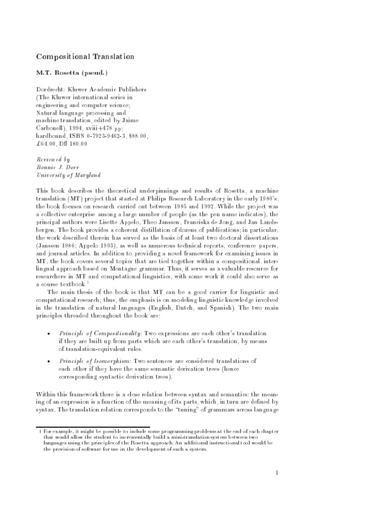 Rosetta: Machine Translation Insights | PDF | Syntax | Semantics