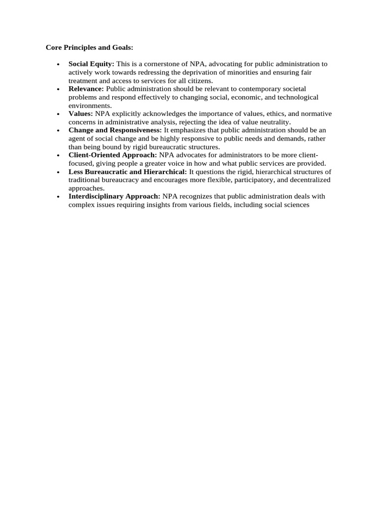 Core Principles of Modern Public Administration | PDF