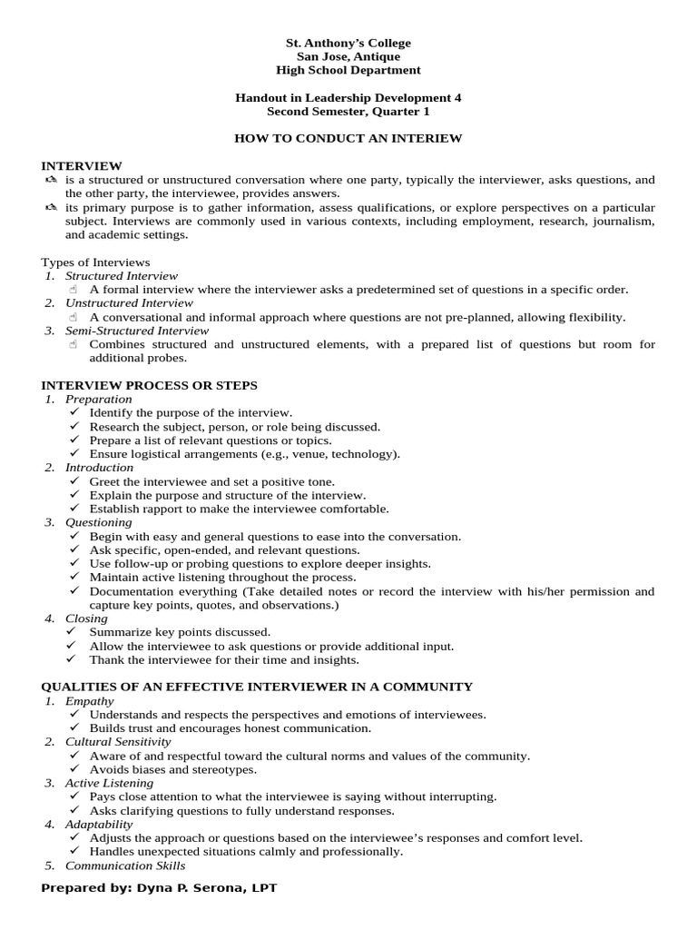 How To Conduct An Interview | PDF | Interview | Psychological Concepts