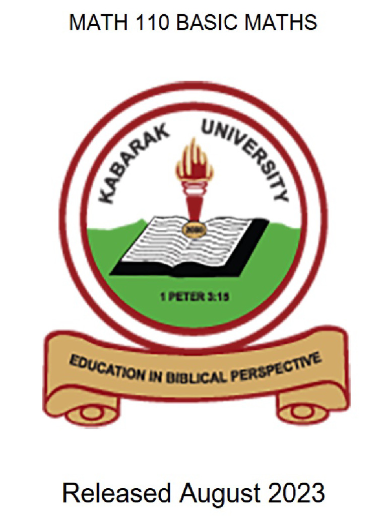 MATH 110 BASIC MATHS - Kabarak University | PDF | Mathematics | Arithmetic