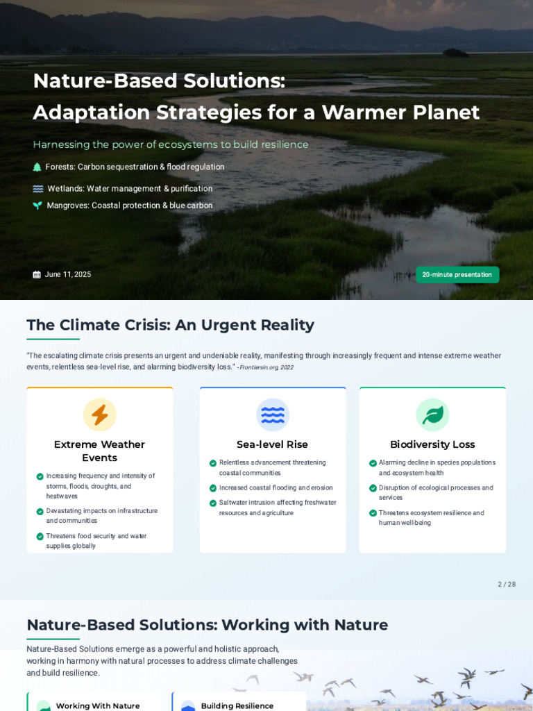 Nature-Based Solutions for Climate Resilience | PDF | Wetland | Climate ...