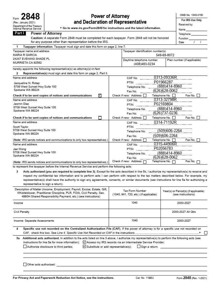 Power of Attorney: Jacqueline Rotap | PDF | Internal Revenue Service ...