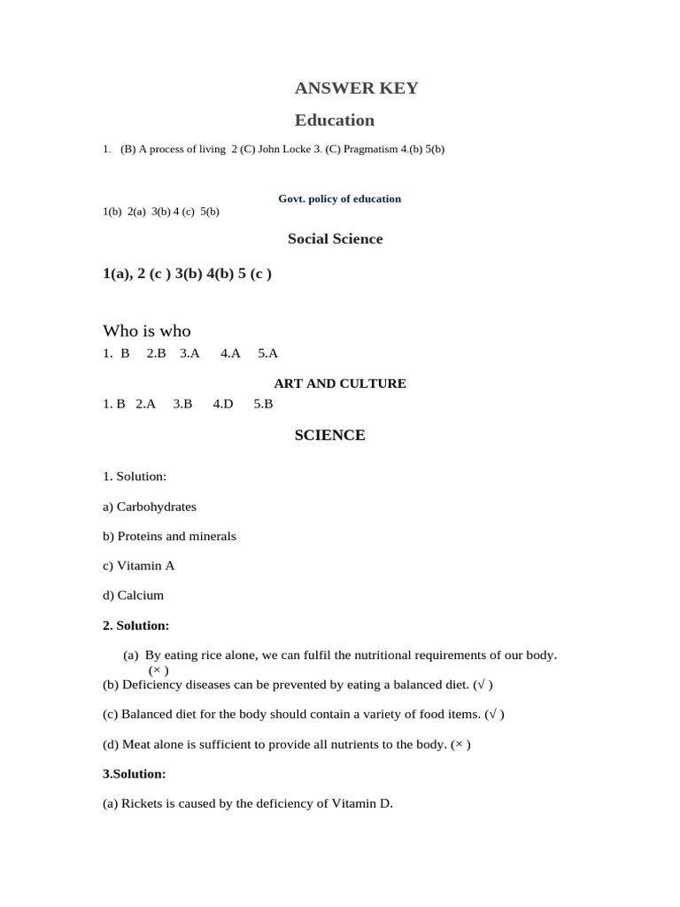 Comprehensive Answer Key Overview | PDF