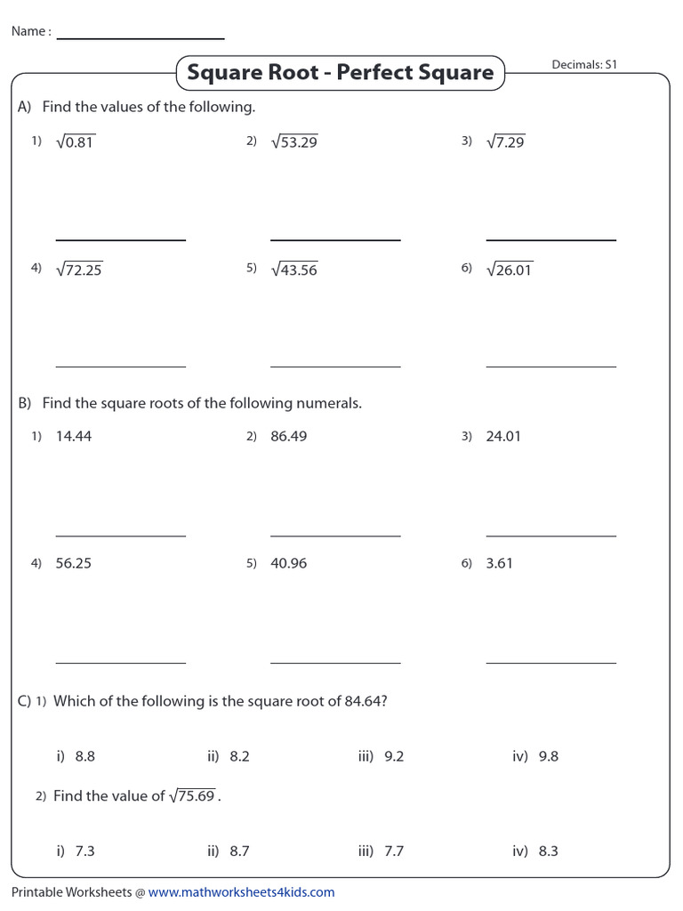 Square Roots by Long Division 3 | PDF