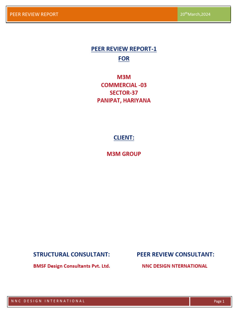 PEER REVIEW REPORT M3M PANIPAT-1 Commercial 03 2024.03.21 | PDF | Beam ...