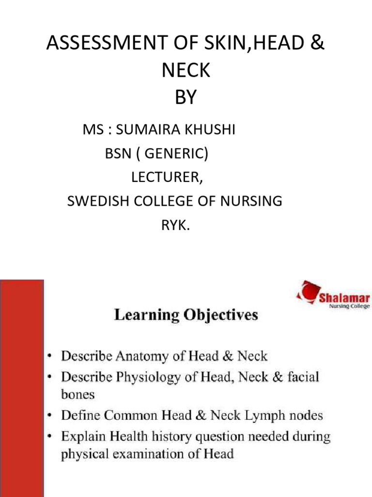 Unit 3 Assessment of Skin Head&Neck | PDF