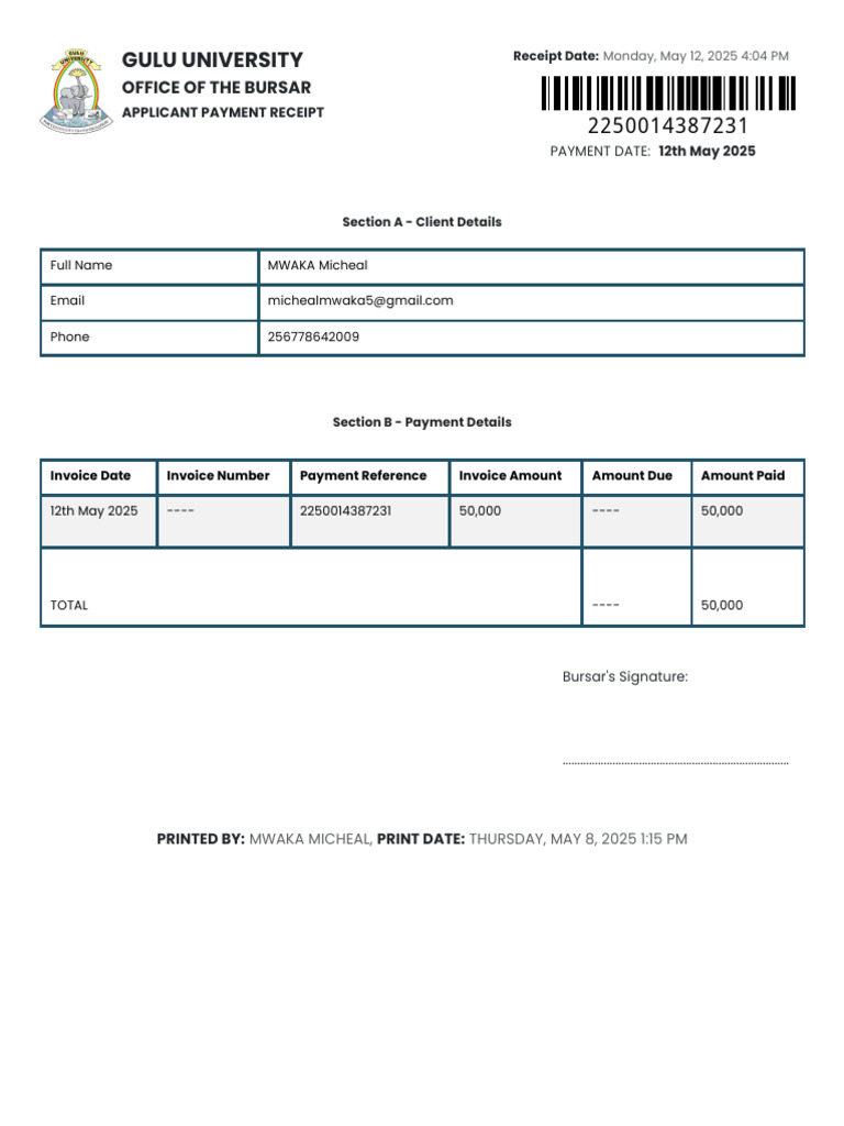Acmis Gu Payment Rec | PDF