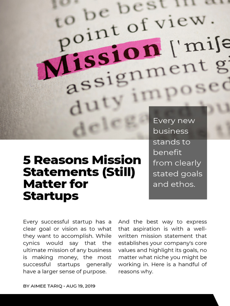 Lesson 2 Article - Mission Statements | PDF | Startup Company | Small ...