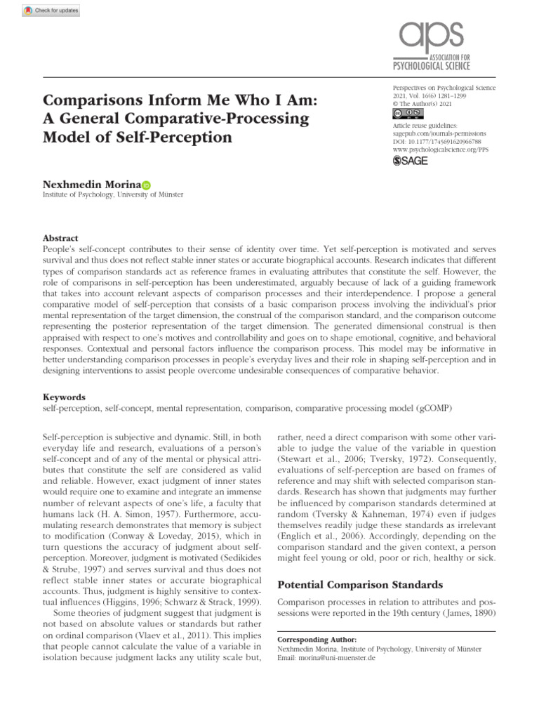 Comparative Model of Self-Perception | PDF | Self Concept | Thought
